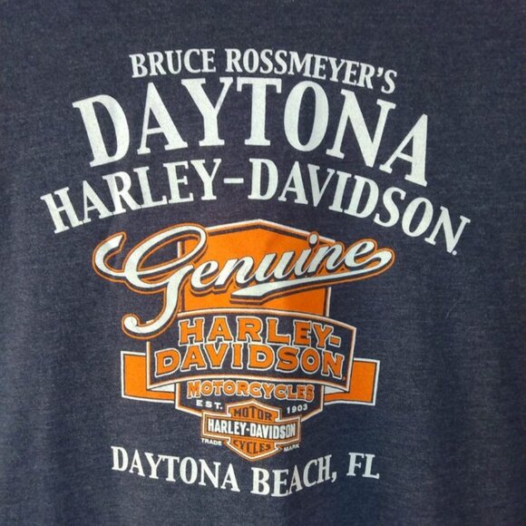 Size 3X Ladies Daytona Harley Davidson Eagle Blue/Bling V Neck Tee - Picture 4 of 7